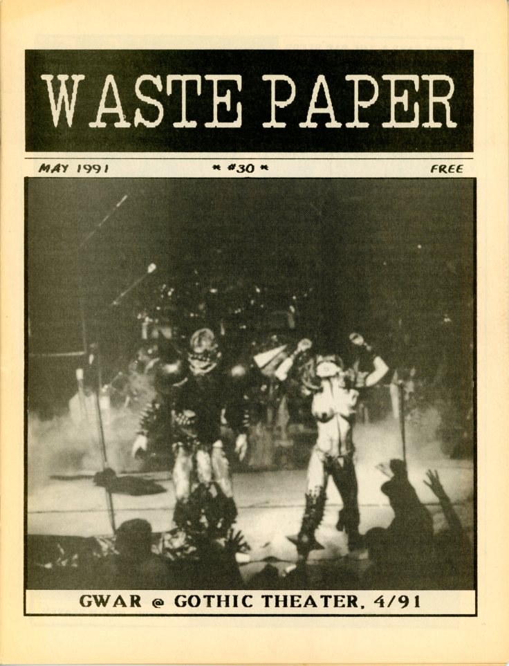 Welcome to the slaughterhouse: GWAR at the Gothic, 1991