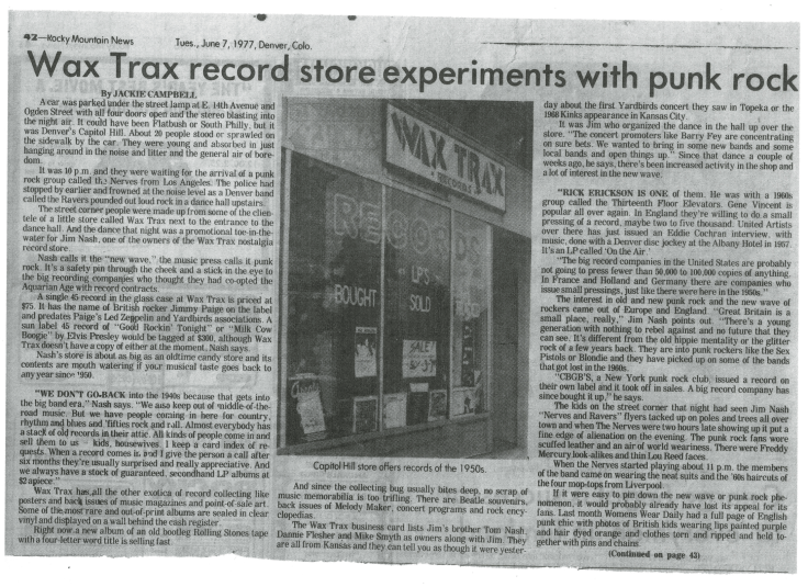 Resonance #4: Wax Trax discovers punk — 1977
