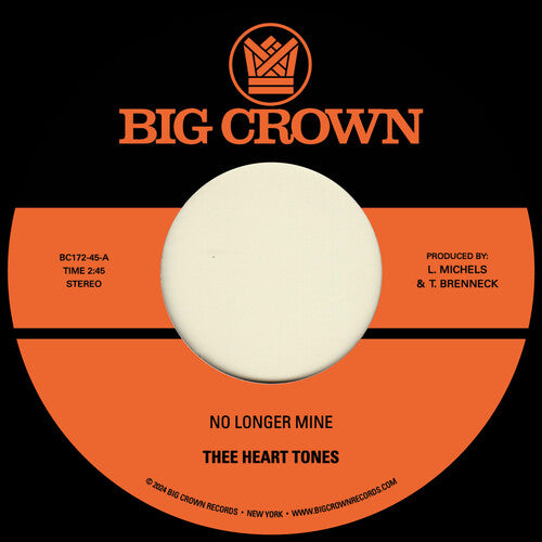 No Longer Mine / Cry My Tears Away 7" by Thee Heart Tones album artwork