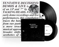 Tentative Decisions: Demos & L LP by Talking Heads album artwork